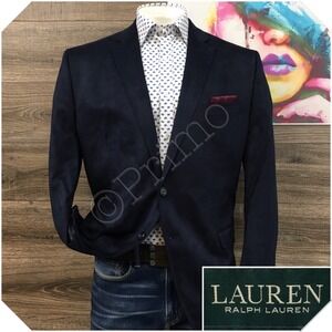 RALPH LAUREN Mens Navy Blazer Sport Coat Casual Jacket Size 46R Faux Suede Suit